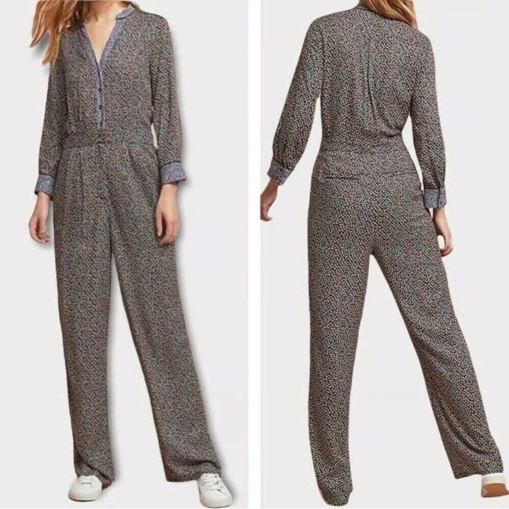 Ett Twa Anthropologie Boho Chic Printed Wide Leg Jumpsuit Size 12